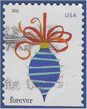 #4577 (44c Forever) Holiday Baubles Blue Booklet Single 2011 Used