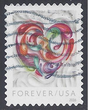 #5036 (49c Forever) Quilled Paper Heart 2016 Used
