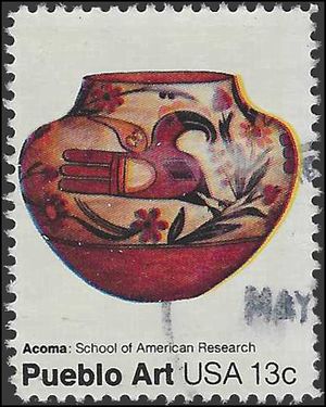 #1709 13c American Folk Art Pueblo Pottery Acoma Pot 1977 Used