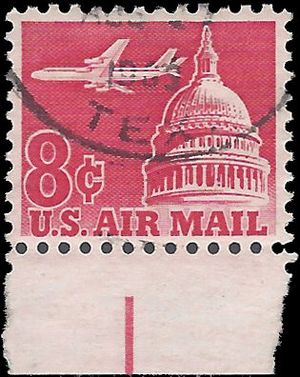 Scott C 64 8c US Airmail Jet Airliner over Capital 1962 Used