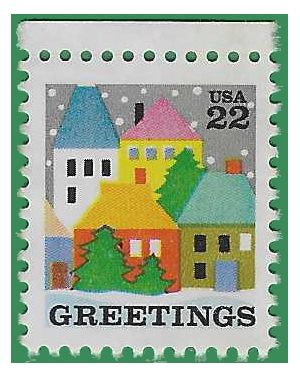 #2245 22c Christmas Issue Village Scene 1986 Used