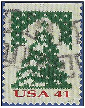 #4208 41c Holiday Knits Christmas Tree Booklet Single 2007 Used