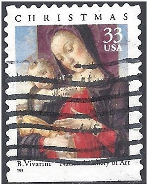 #3355 33c Madonna and Child Booklet Single 1999 Used