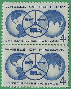#1162 4c Wheels of Freedom 1960 Mint NH Pair