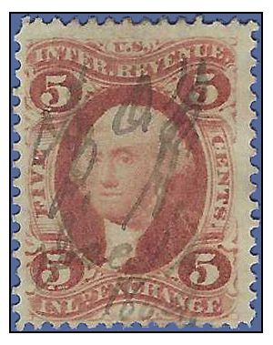 Scott R 27c 5c US Internal Revenue - Inland Exchange 1862-1871 Used