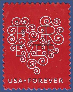 #4955 (49c Forever) Forever Hearts-Red 2015 Used