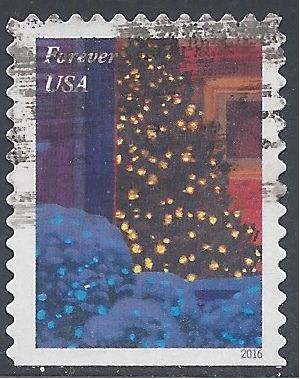 #5148 (47c Forever) Christmas Tree in Window Booklet Single 2016 Used
