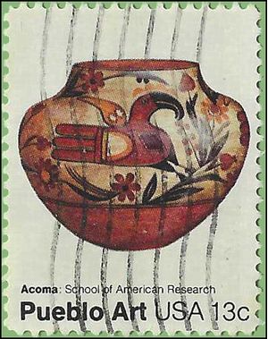 #1709 13c American Folk Art Pueblo Pottery Acoma Pot 1977 Used
