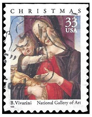 #3355 33c Madonna and Child Booklet Single 1999 Used