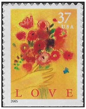 #3898 37c Love Flower Bouquet Booklet Single 2005 Mint NH