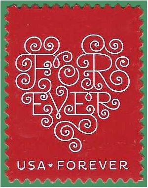 #4955 (49c Forever) Forever Hearts-Red 2015 Used