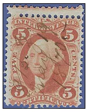 Scott R 24c 5c US Internal Revenue - Certificate 1862-1871 Used