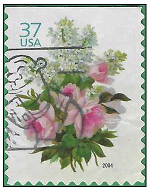 #3836 37c White Lilacs and Pink Roses Booklet Single 2004 Used