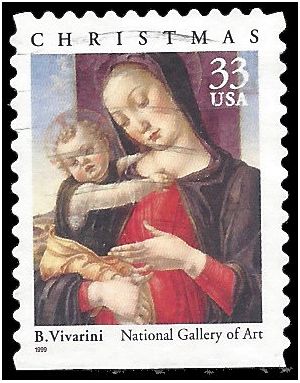 #3355 33c Madonna and Child Booklet Single 1999 Used