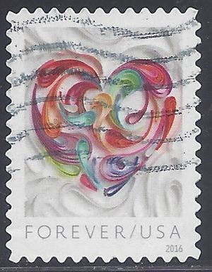 #5036 (49c Forever) Quilled Paper Heart 2016 Used