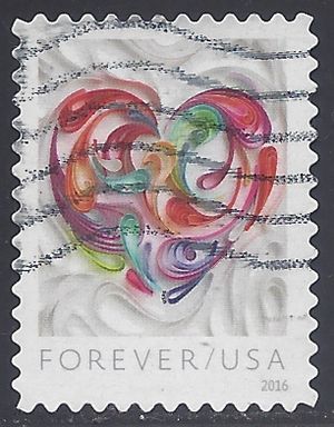 #5036 (49c Forever) Quilled Paper Heart 2016 Used