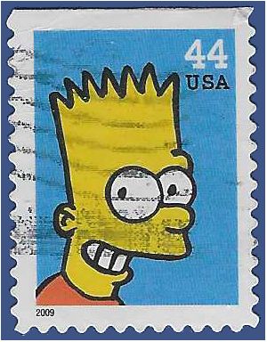 #4401 44c The Simpsons 20th Anniversary  Bart Simpson 2009 Used