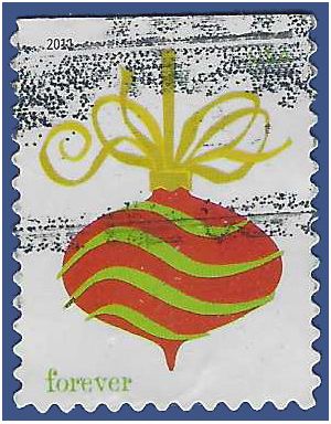 #4575 (44c Forever) Holiday Baubles Red Booklet Single 2011 Used