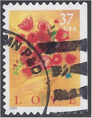 #3898 37c Love Flower Bouquet Booklet Single 2005 Used