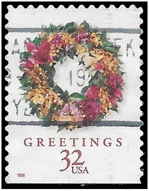 #3252a 32c Christmas Tropical Wreath Booklet Single 1998 Used
