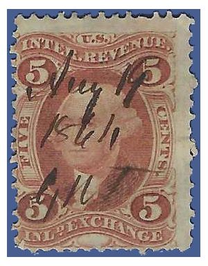 Scott R 27c 5c US Internal Revenue - Inland Exchange 1862-1871 Used HR