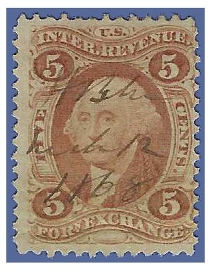 Scott R 26c 5c US Internal Revenue - Foreign Exchange 1862-1871 Used