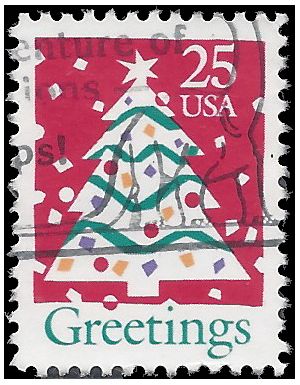 #2515 25c Greetings Christmas Tree 1990 Used