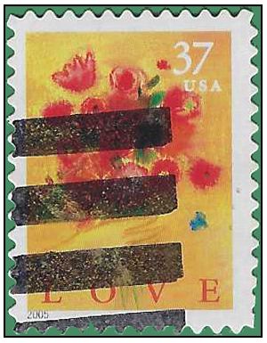#3898 37c Love Flower Bouquet Booklet Single 2005 Used