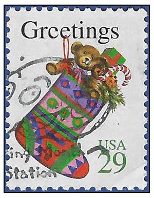 #2872a 29c Christmas Stocking Booklet Single 1994 Used