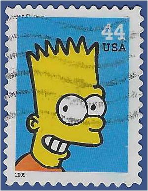 #4401 44c The Simpsons 20th Anniversary  Bart Simpson 2009 Used