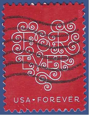 #4955 (49c Forever) Forever Hearts-Red 2015 Used