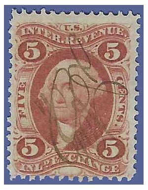 Scott R 27c 5c US Internal Revenue - Inland Exchange 1862-1871 Used