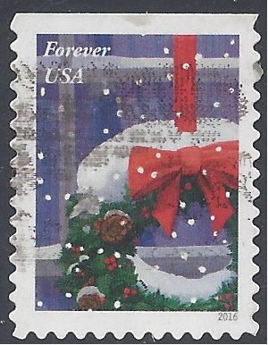 #5146 (47c Forever) Wreath in Window Booklet Single 2016 Used