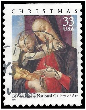 #3355 33c Madonna and Child Booklet Single 1999 Used