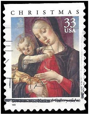 #3355 33c Madonna and Child Booklet Single 1999 Used