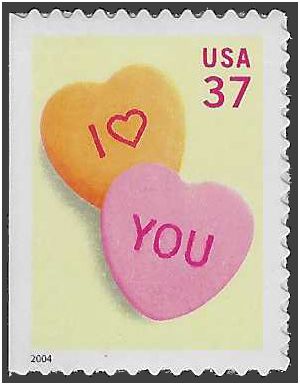 #3833 37c Candy Hearts Booklet Single 2004 Mint NH