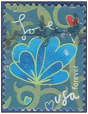 #4536 44c Garden of Love Blue Flower 2011 Used
