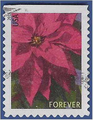 #4816 (46c Forever) Holiday Poinsettia Booklet Single 2013 Used