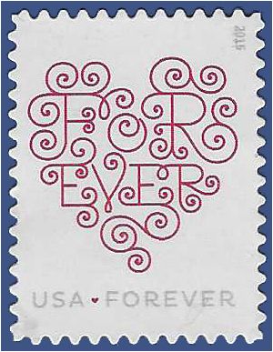 #4956 (49c Forever) Forever Hearts 2015 Used