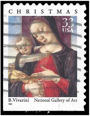 #3355 33c Madonna and Child Booklet Single 1999 Used