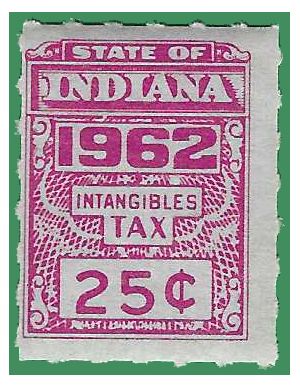Indiana State Revenue SRS #D257 25c Intangibles Tax 1962 Mint NH