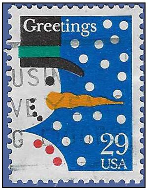 #2793 29c Christmas Snowman 1993 Used