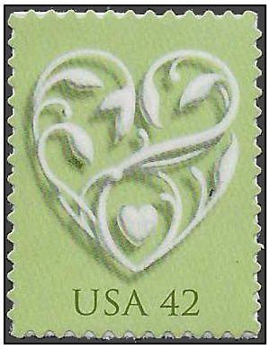 #4271 42c Wedding Hearts Booklet Single 2008 Mint NH