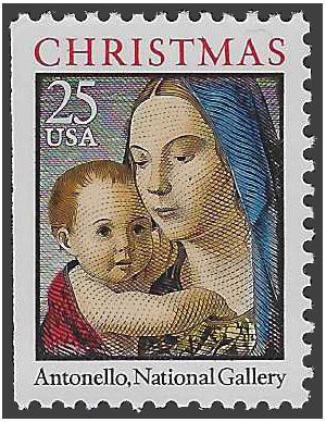 #2514b 25c Madonna and Child Booklet Single 1990 Mint NH