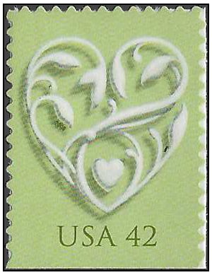 #4271 42c Wedding Hearts Booklet Single 2008 Mint NH