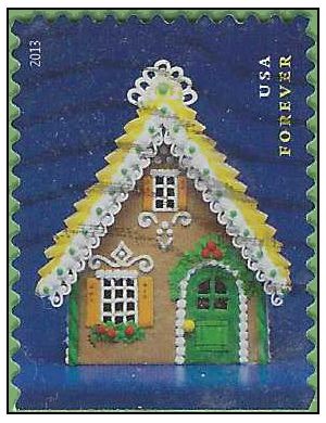 #4819 (49c Forever) Gingerbread Houses Green Door 2013 Used