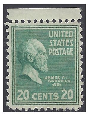 # 825 20c Presidential Issue-James A. Garfield 1938 Mint NH