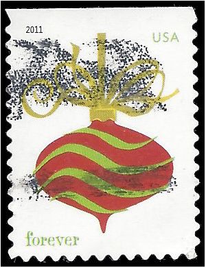 #4575 (44c Forever) Holiday Baubles Red Booklet Single 2011 Used