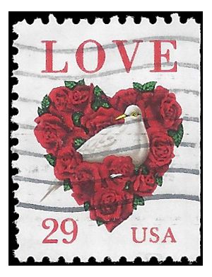 #2814 29c Love Issue Heart & Dove Booklet Single 1994 Used