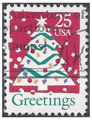 #2515 25c Greetings Christmas Tree 1990 Used